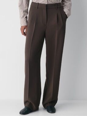 Aritzia Wide-Leg High-Rise Trousers in Chocolate Brown